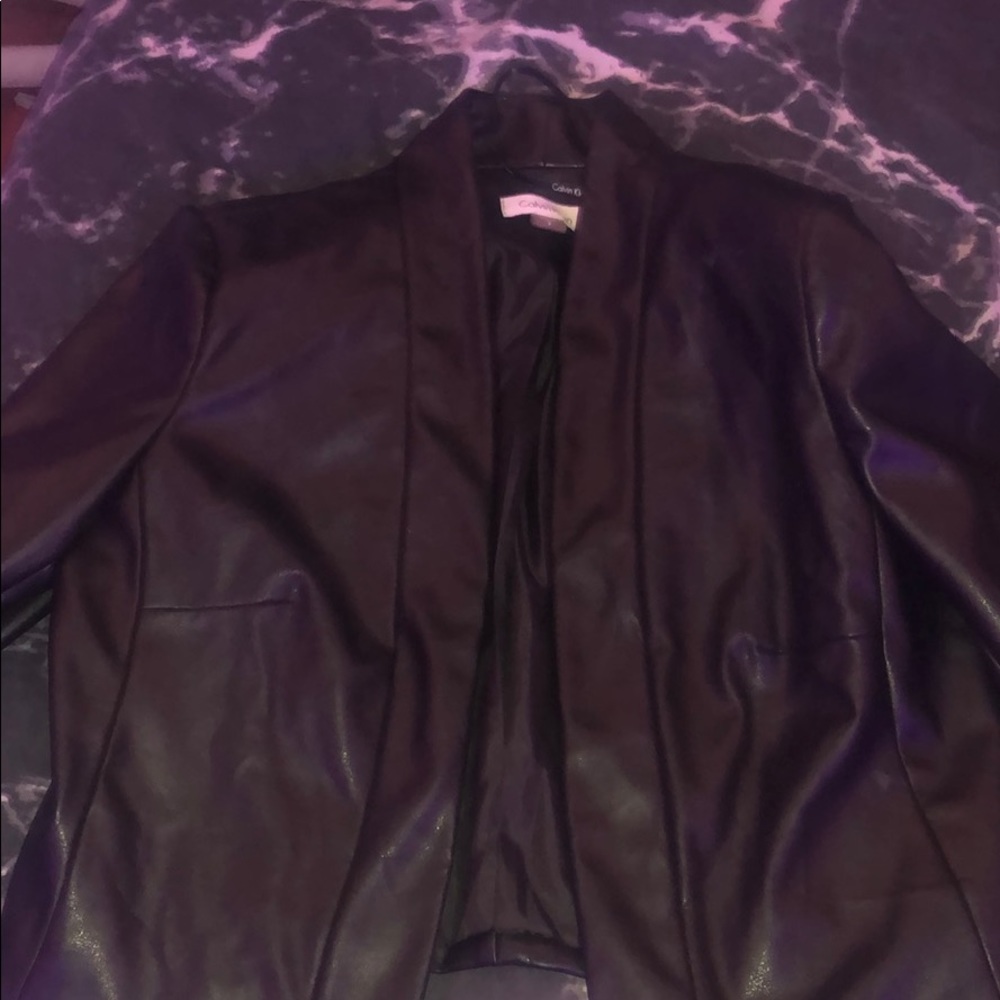 Black leather dress cover-up